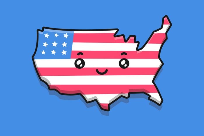 Usa Kawaii Map Illustration